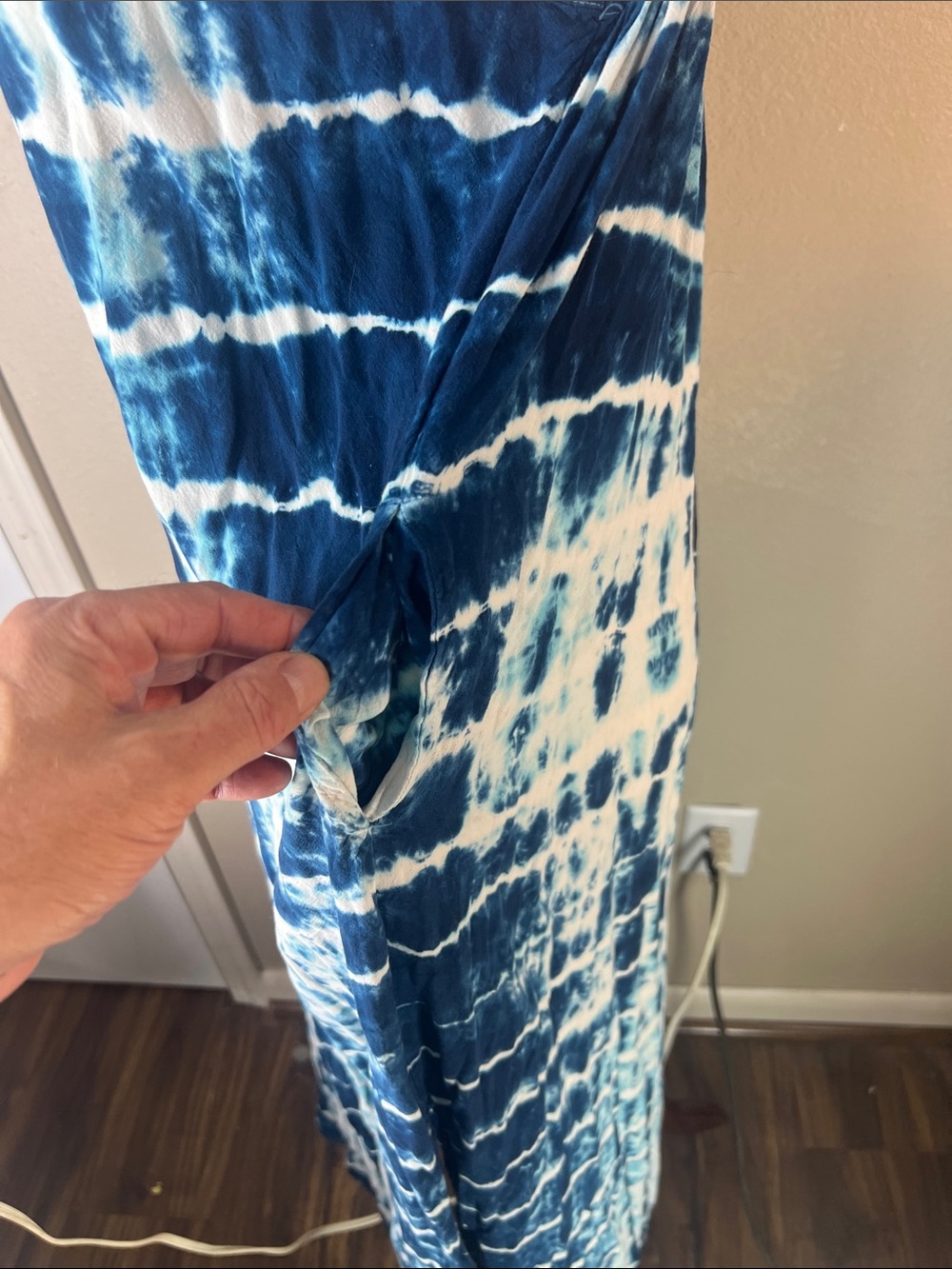 Blue Tie-Dye Spaghetti Strap Maxi Dress - Picture 2 of 7